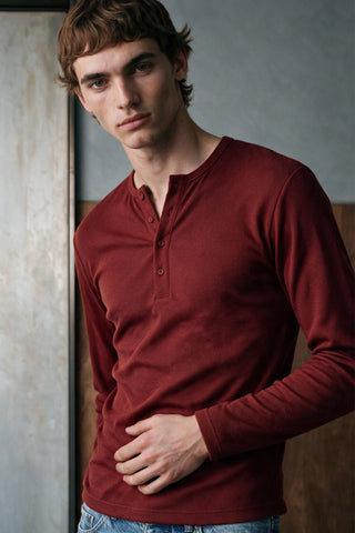 Rib-Knit Henley T-shirt HENLEY ATTIR-MEN