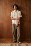 Relaxed Crochet Resort Striped Shirt in Ivory SHIRT ATTIR-UNISEX