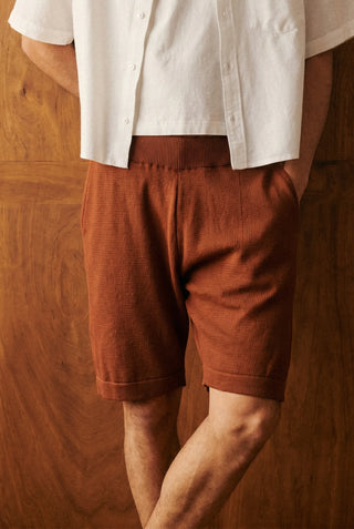 Knitted Shorts in Burnt Brown