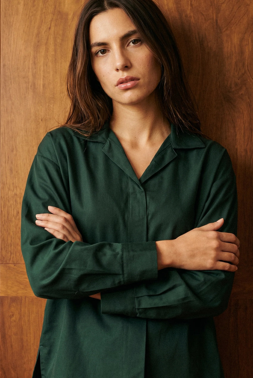 Pleated Co-ord Set in Bottle Green SET ATTIR-WOMEN
