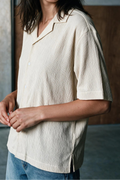 Smock Camp Collar Shirt / BEIGE SHIRT ATTIR-UNISEX
