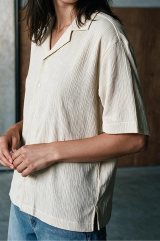 Smock Camp Collar Shirt / BEIGE SHIRT ATTIR-UNISEX
