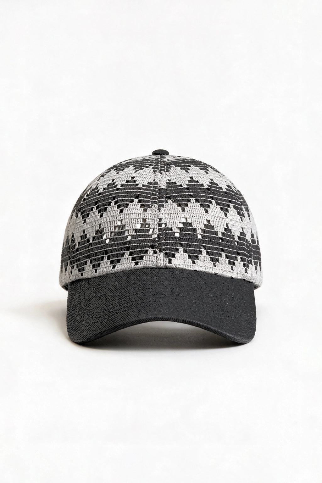 Crochet Panel Baseball Cap / GREY CAP ATTIR-UNISEX