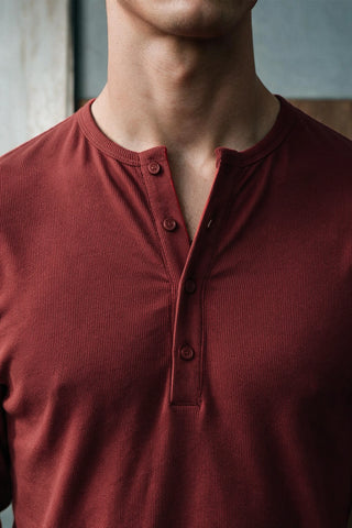 Rib-Knit Henley T-shirt HENLEY ATTIR-MEN
