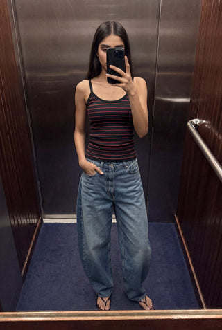 Striped Sleeveless Top in Black