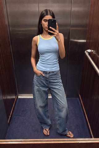 Contrast Tank Top in Sky Blue