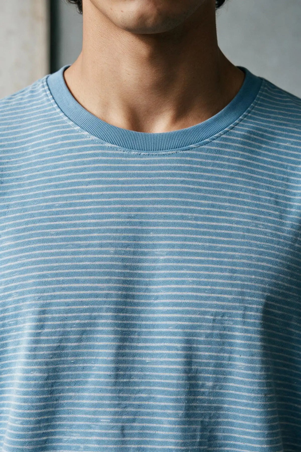 Jacquard Knit T-shirt / SKY BLUE TEE ATTIR-MEN