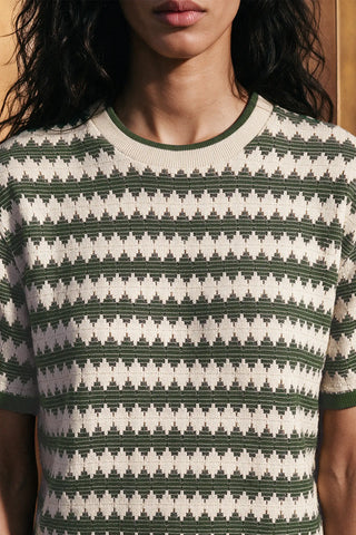 Crochet Knit Ringer Tee / OLIVE TEE ATTIR-WOMEN