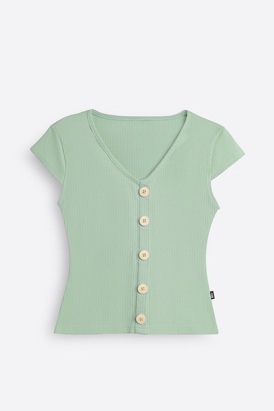 V-neck Top in Mint Green