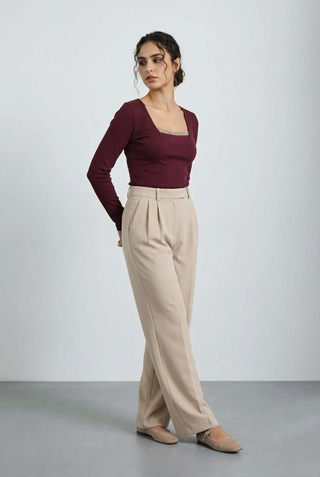 Lace-detail Top in Burgundy