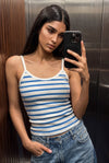 Striped Sleeveless Top in White TOP ATTIR-WOMEN