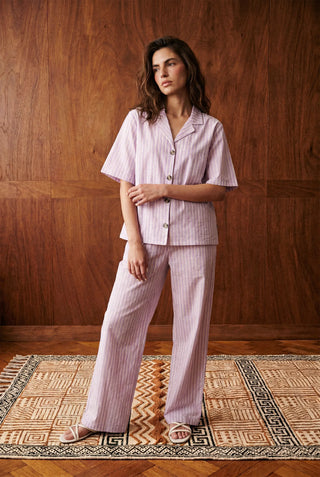Stripe Look Wide-leg Trouser in Lilac