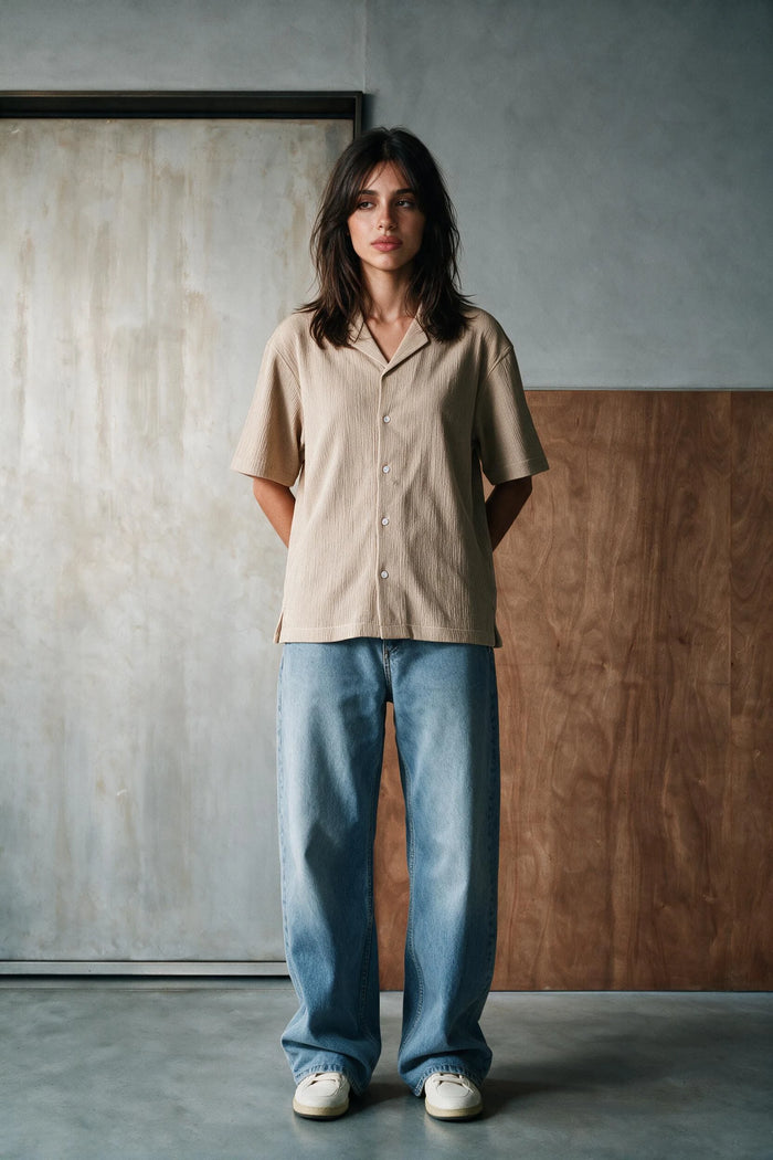 Smock Camp Collar Shirt /  PINK