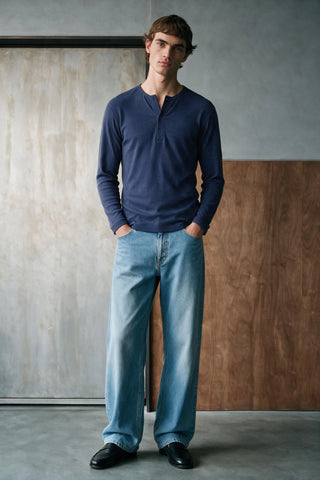 Rib-Knit Henley T-shirt HENLEY ATTIR-MEN