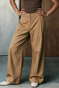 Reverse Pleated Twill Pants / CAMEL PANT ATTIR-WOMEN