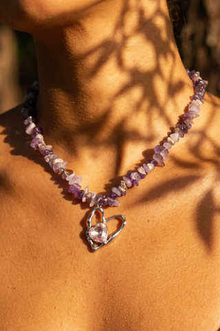 Purple Beaded Charm Necklace NECKLACE ATTIR-WOMEN
