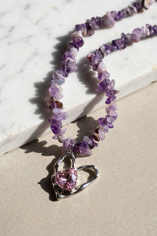 Purple Beaded Charm Necklace NECKLACE ATTIR-WOMEN
