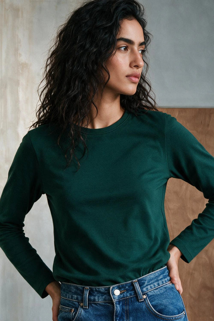 Long Sleeves T-shirt / GREEN /  BOTTLE GREEN