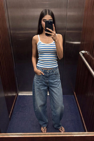 Striped Sleeveless Top in White