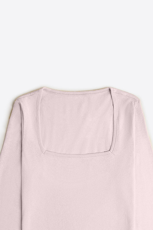 Square Neck Top in Salmon Pink