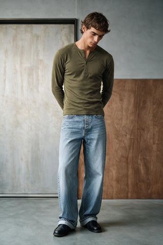 Rib-Knit Henley T-shirt HENLEY ATTIR-MEN
