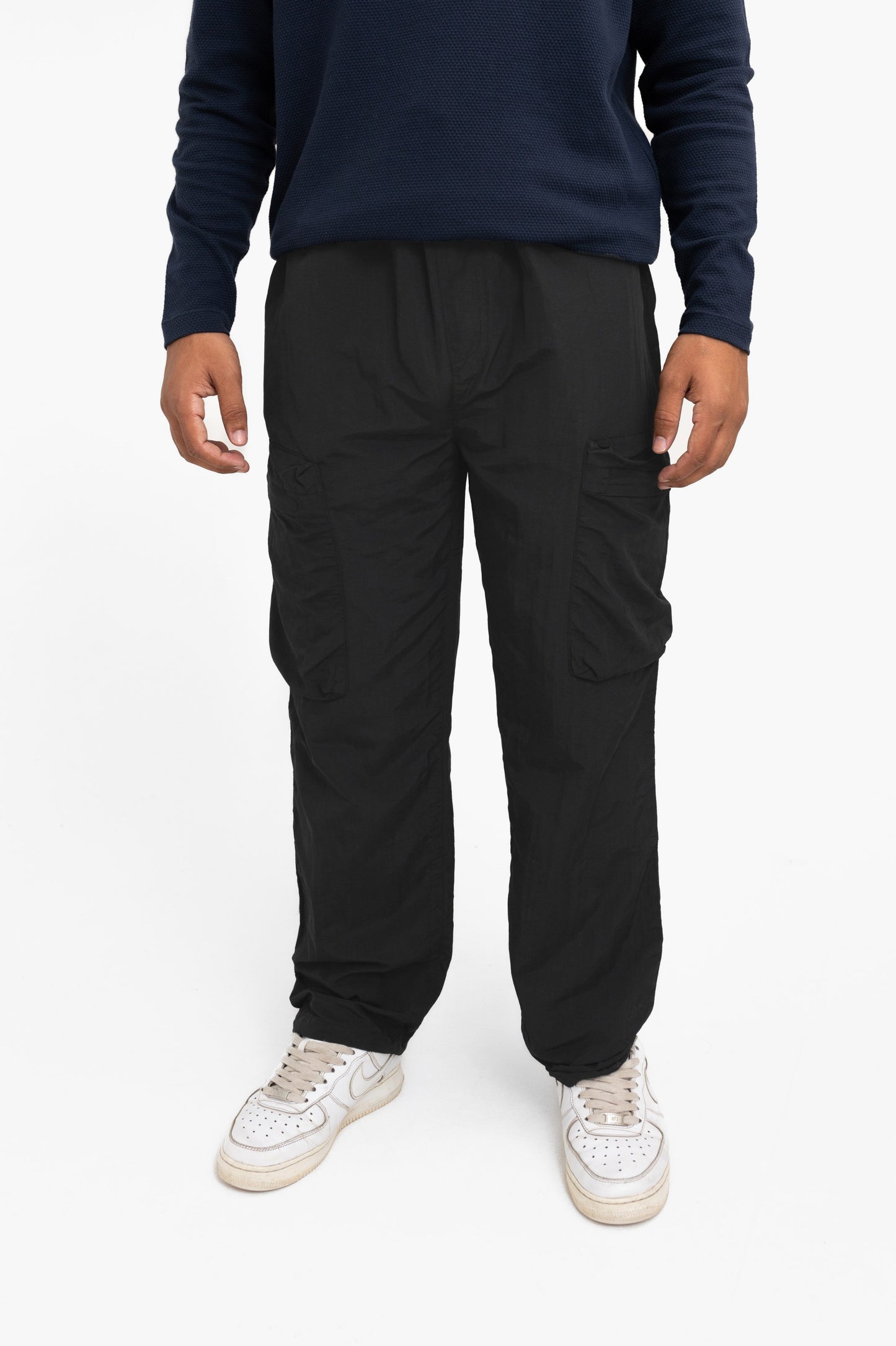 Nylon Parachute Trouser in Black