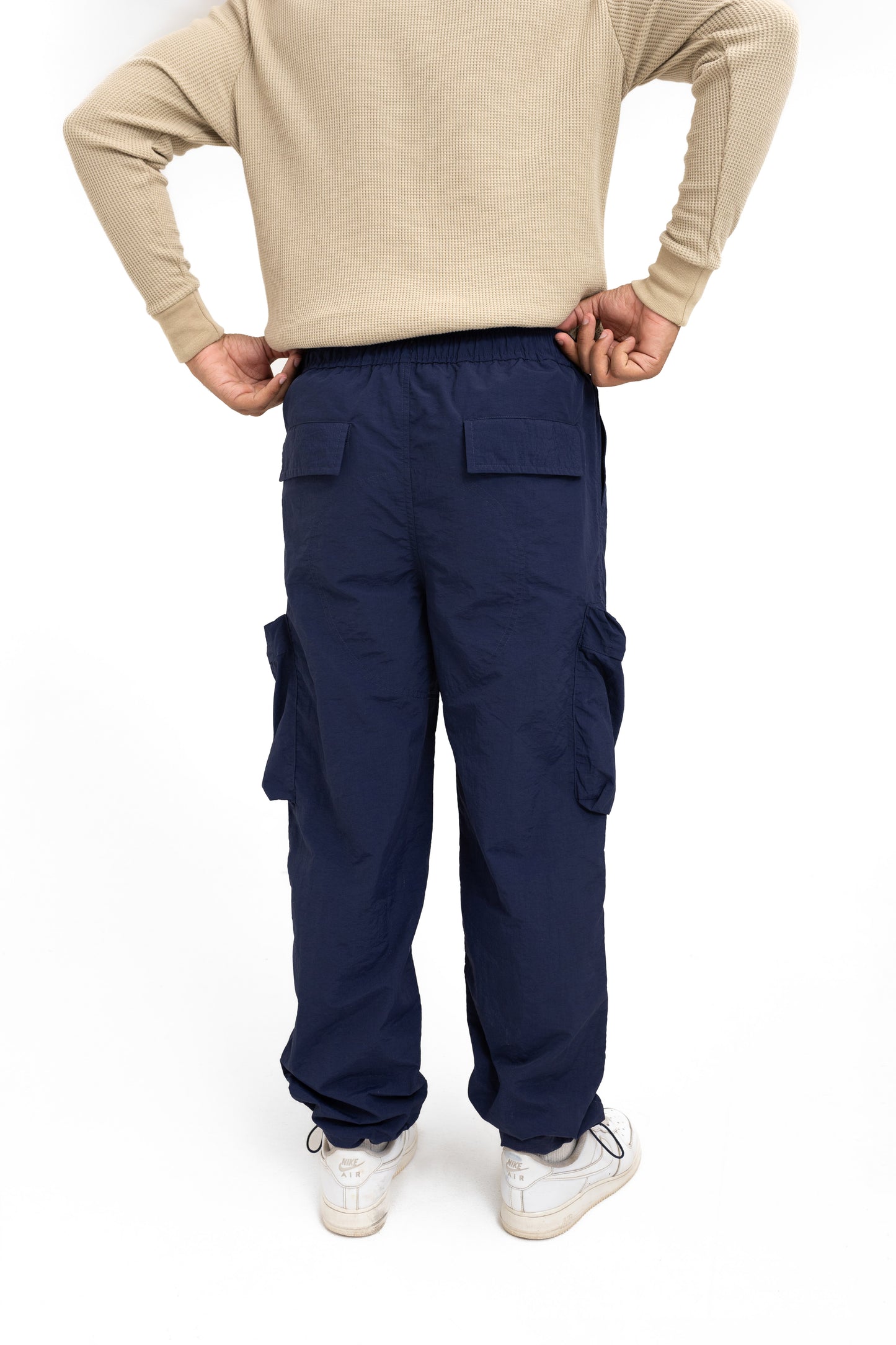 Nylon Parachute Trouser in Navy