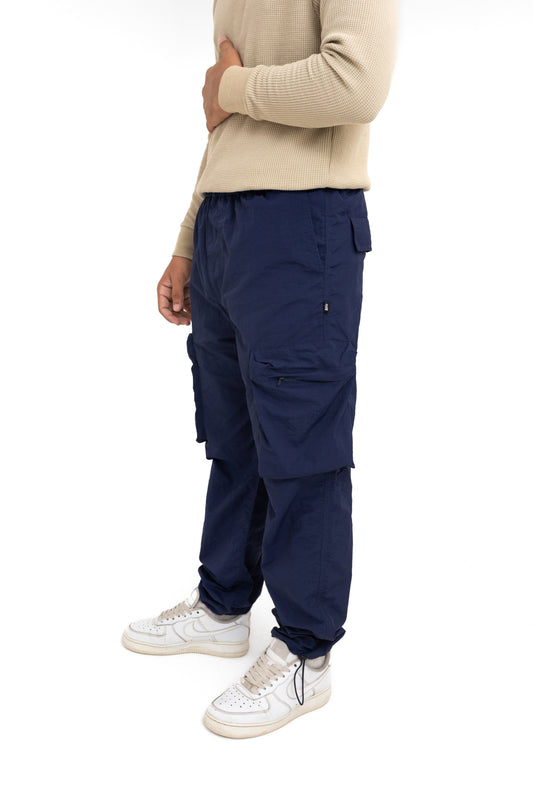 Nylon Parachute Trouser in Navy