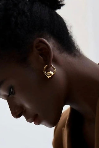 Gold Ball Hoop Earrings