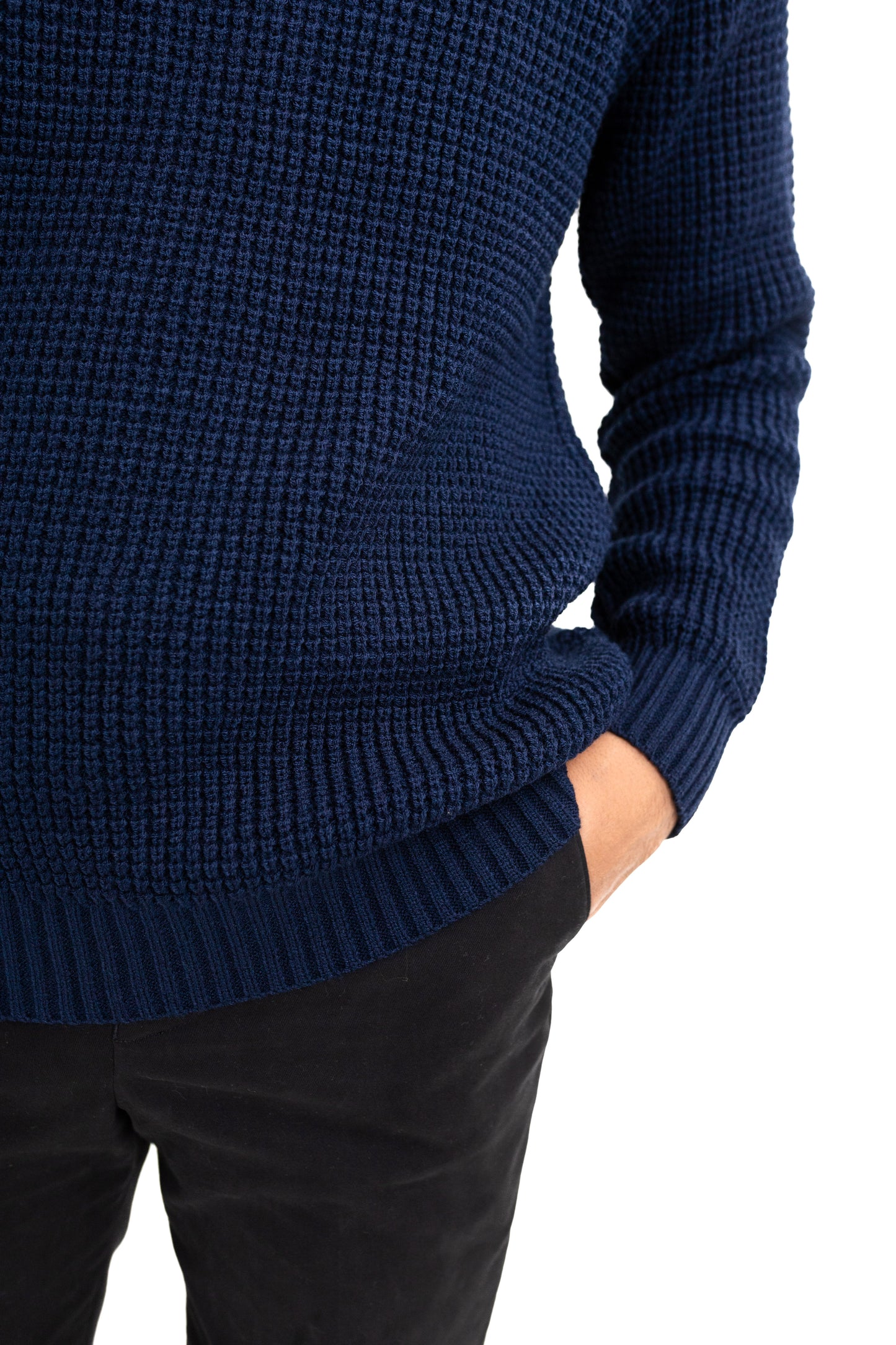 Knitted Hoodie in Navy