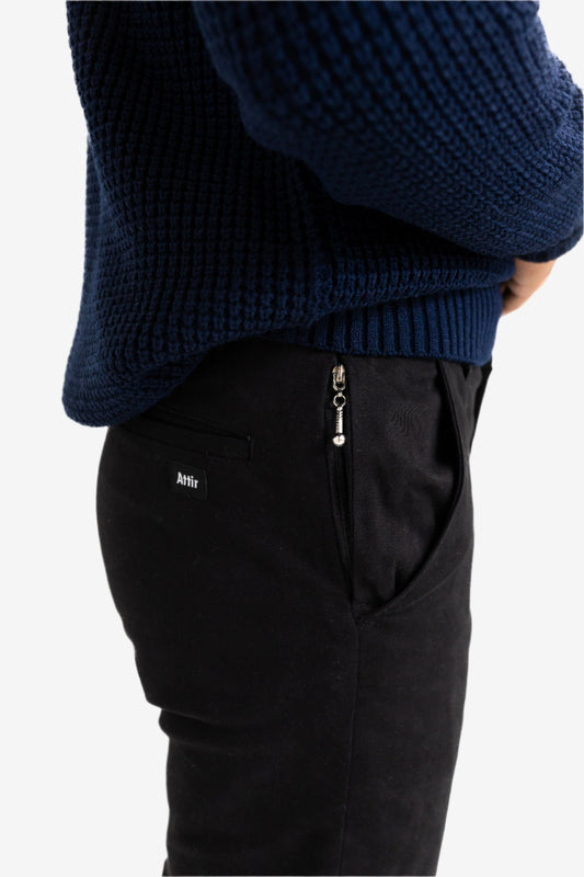 Straight-Fit Cotton Pants in Black