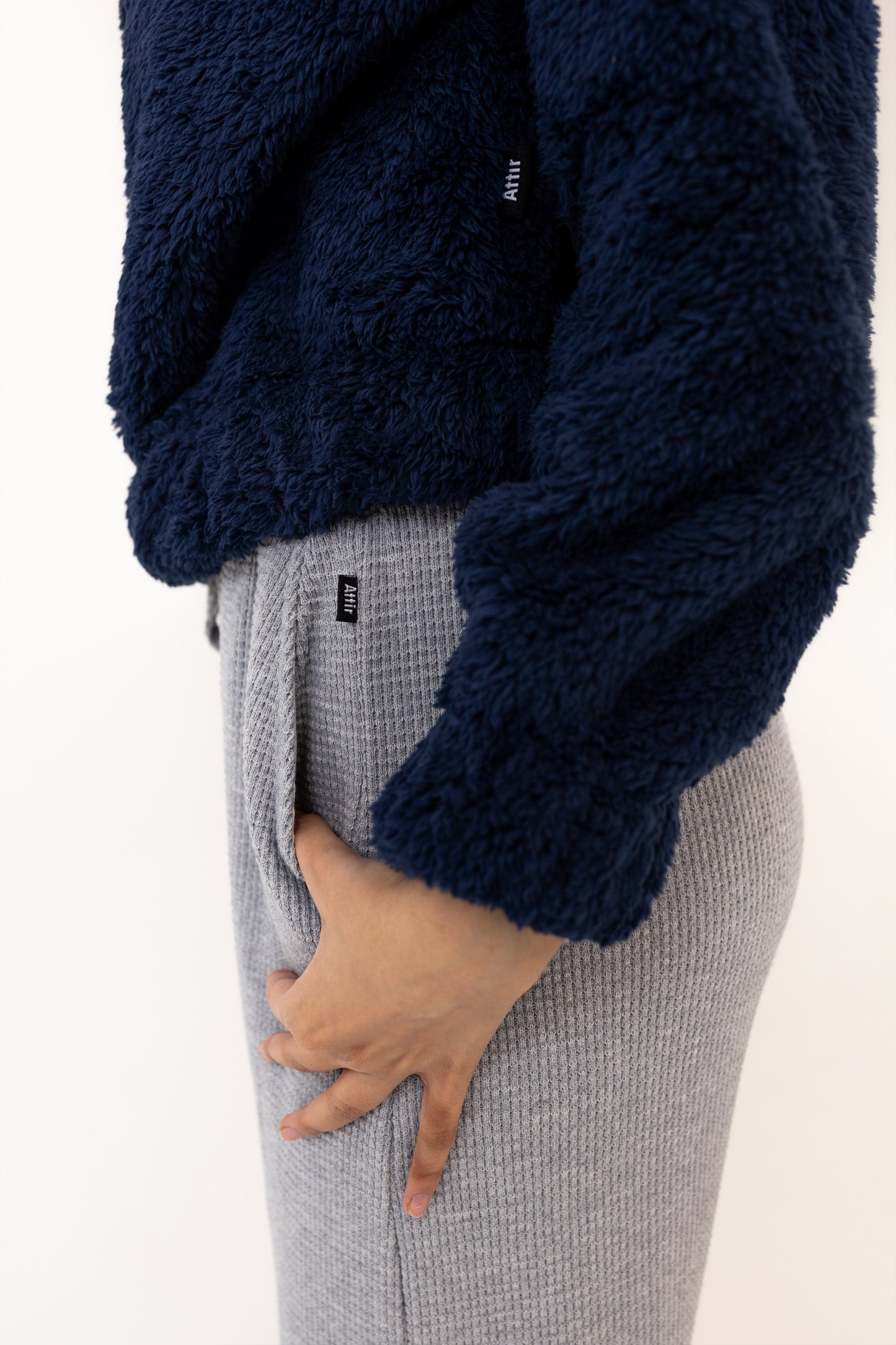 Teddy Fur Q-zip Jumper in Navy