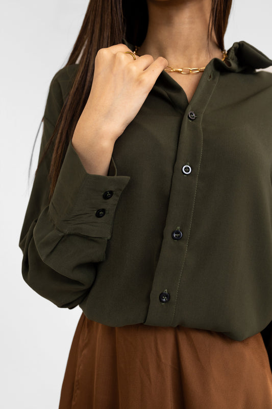 Oversize-fit Shirt in Moss Green