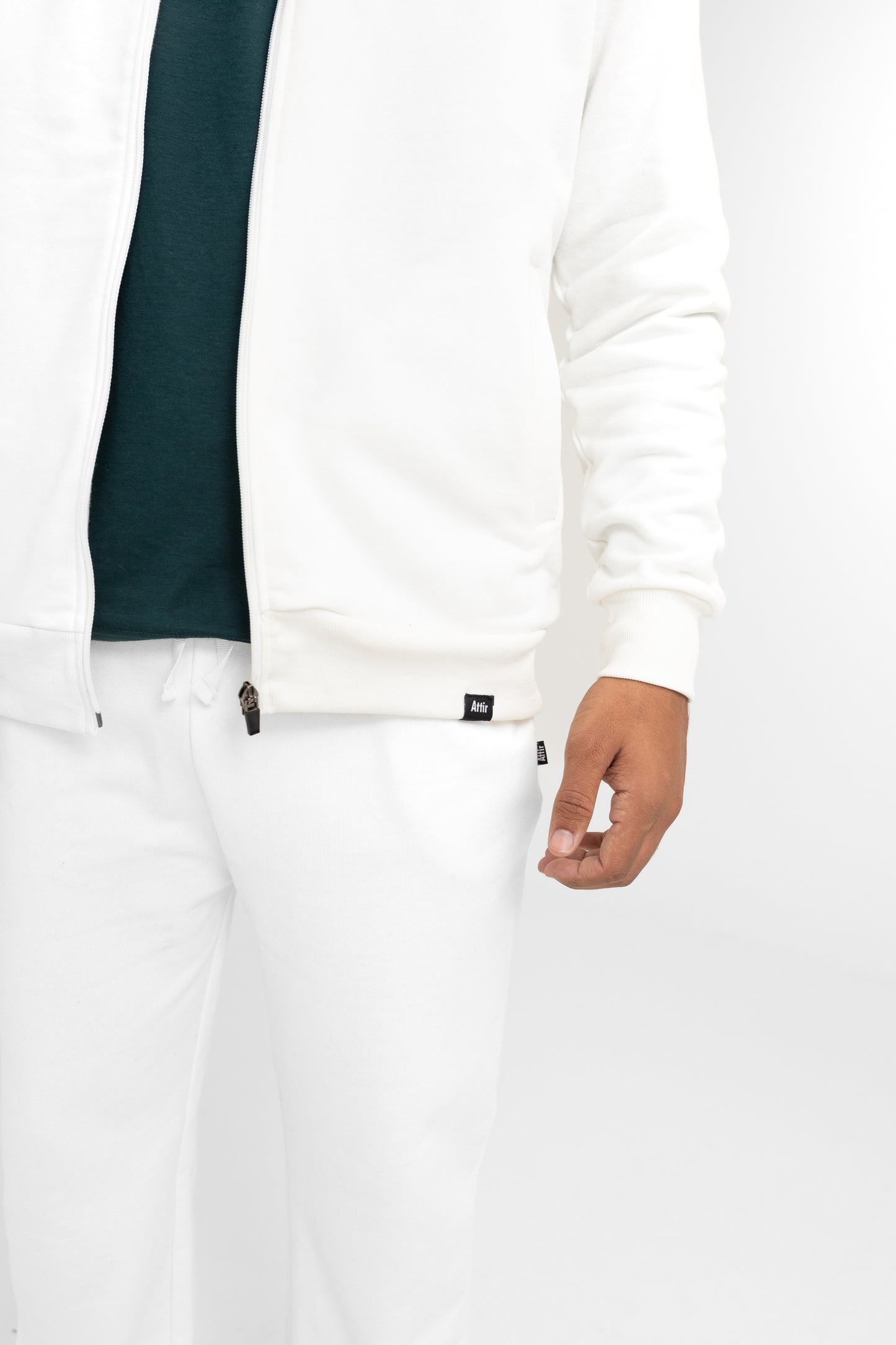 Mock Neck Jacket in White Terry