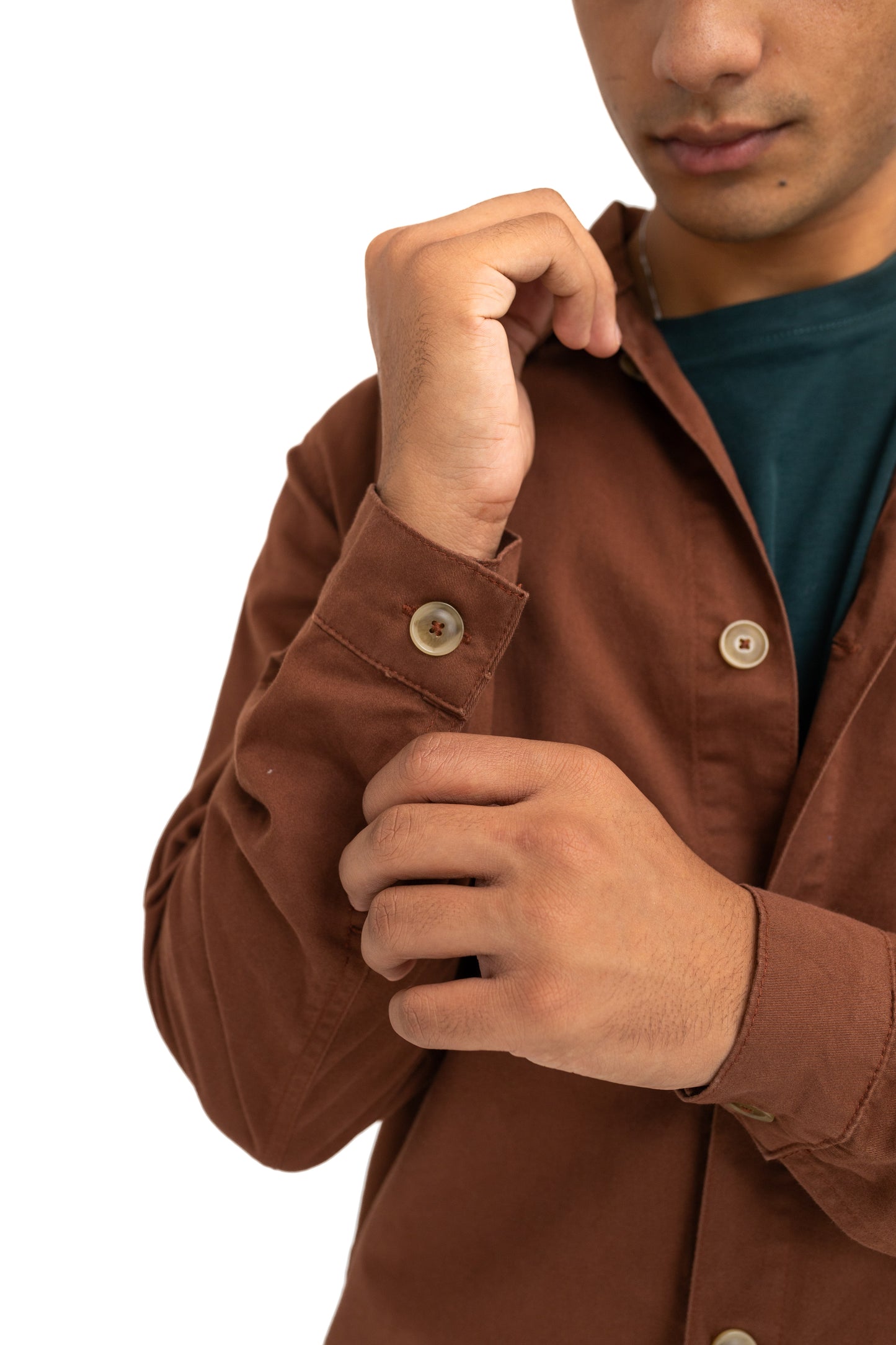 Twill Overshirt in Chocolate Brown