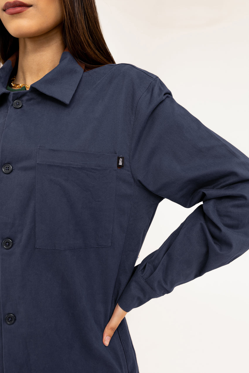 Cotton Shacket in Navy SHACKET ATTIR-UNISEX