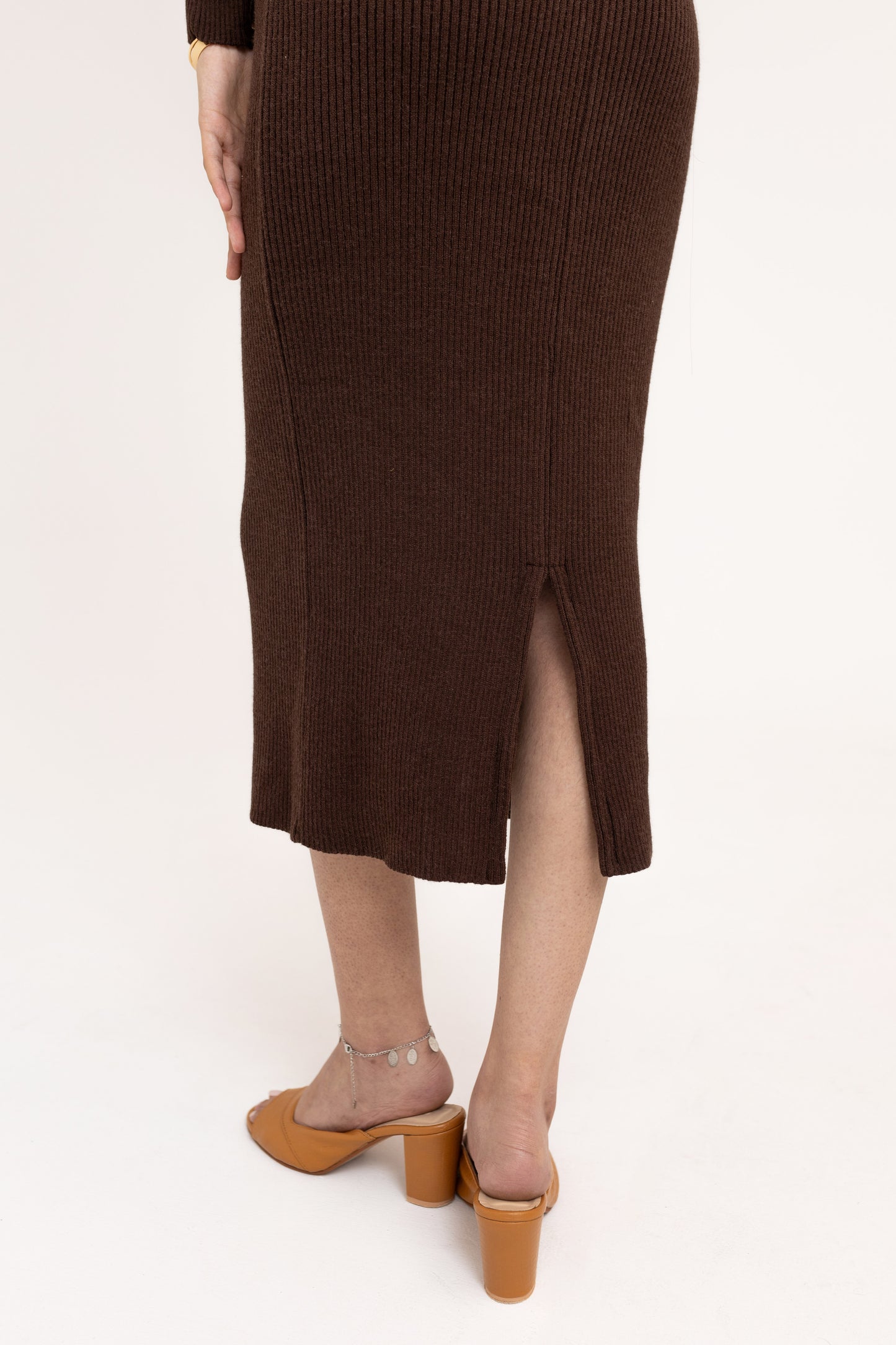 Knit Polo Dress in Dark Brown