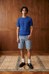 Tuck-Knit Crew Neck in Deep Blue TEE ATTIR-MEN