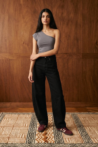 One Shoulder Top in Grey