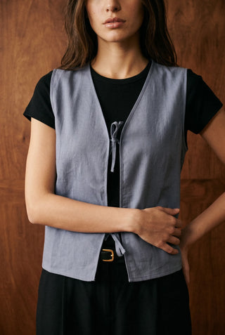 Tie-detail Vest in Yale Blue