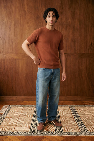 Tuck-Knit Crew Neck in Rust Orange