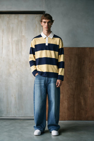 Striped Polo Shirt with Contrast Detail RUGBYPOLO ATTIR-UNISEX