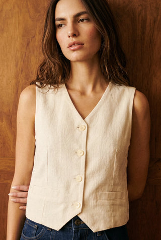 Cotton Waistcoat in Ivory