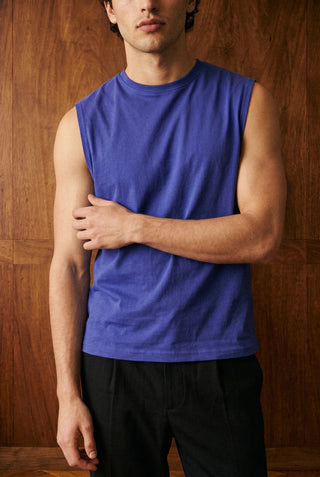 Sleeveless Tee in Iris Blue