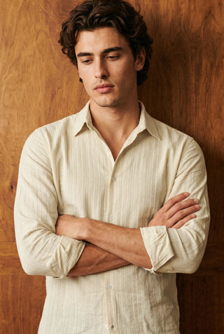 Embroidered Cotton Shirt in Sand