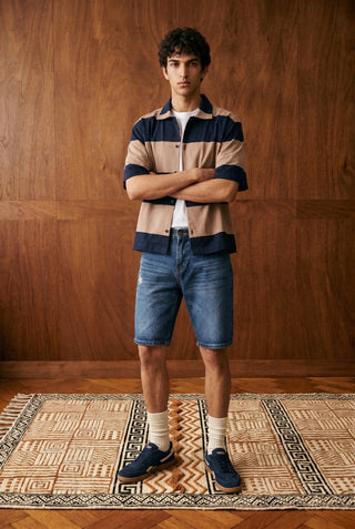 Oversized Striped Shirt in Navy
