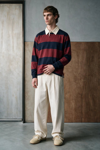 Striped Knit Polo Shirt with Contrast Collar RUGBYPOLO ATTIR-MEN