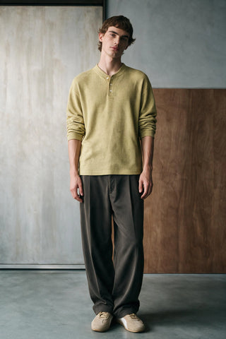 Melange Effect Henley Shirt HENLEY ATTIR-MEN