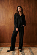 Pleated Co-ord Set in Ink Black SET ATTIR-WOMEN