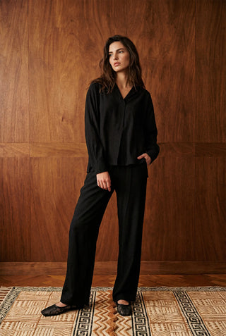 Pleated Co-ord Set in Ink Black